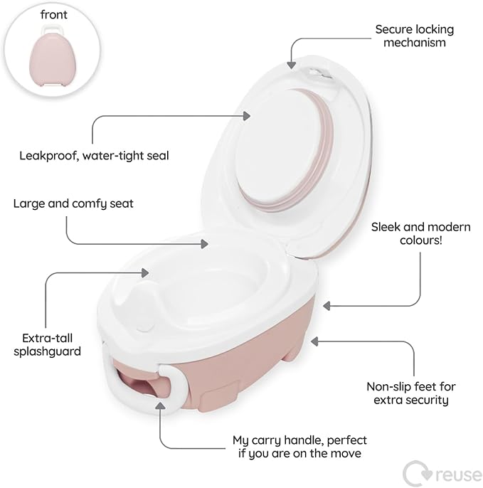 My Carry Potty - Blush Pink Travel Potty, Award-Winning Portable Toddler Toilet Seat for Kids to Take Everywhere