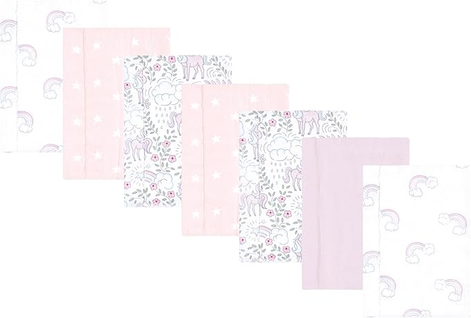 Luvable Friends Hudson Baby Flannel Burp Cloths 7pk, Magical Unicorn
