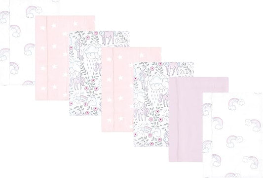 Luvable Friends Hudson Baby Flannel Burp Cloths 7pk, Magical Unicorn