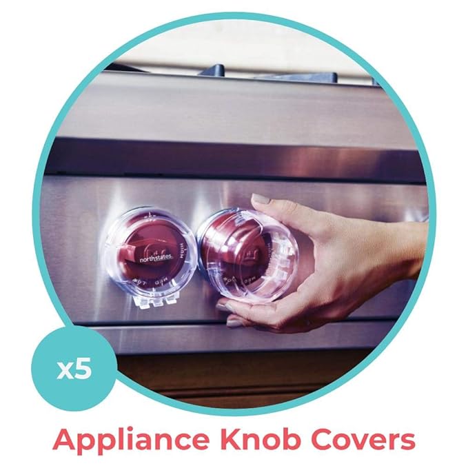 Toddleroo by North States - Appliance Knob Covers for Baby Proofing: Stove Knob Safety Covers - 5 Pack - Clear