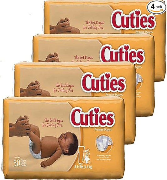 Cuties Baby Diapers, Size 1, 50-Count, Pack of 4