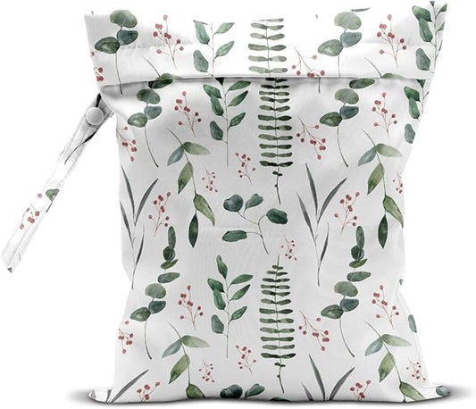 Wet Bag, Wet Dry Bag, Wet Bag for Swimsuit, Travel, Beach, Pool, Diapers, Dirty Yoga Gym Clothes, Makeup Bag, Waterproof Reusable Home Sweet Home Eucalyptus Leaf