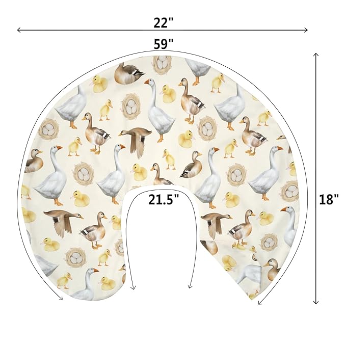 Watercolor Farm Birds Ducks Baby Nursing Pillow Covers for Boy Girl Cute Farm Animals Nursing Slipcovers for Breastfeeding Pillows Farmhouse Duckling Soft Stretchy Removable Cover for Newborn Infant