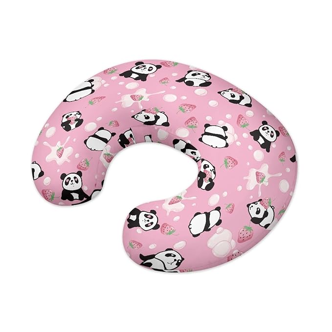 Forchrinse Cute Panda Nursing Pillow Cover for Baby Girls Breastfeeding Pillow Case Nursing Pillow Slipcover Easy to Care