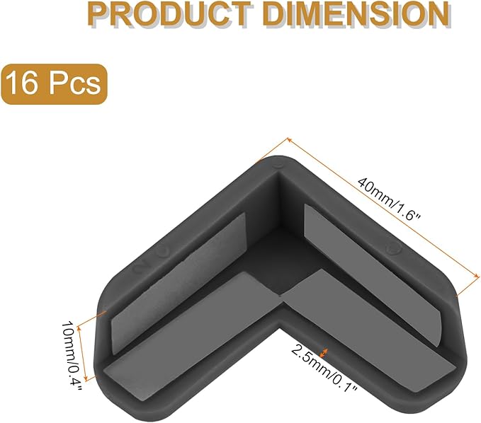 uxcell Corner Protectors, 16 Pcs Table Corner Protectors, Furniture Corner Guard and Edges Safety Bumpers for Table Edges and Sharp Corners (L-Shaped, Black)