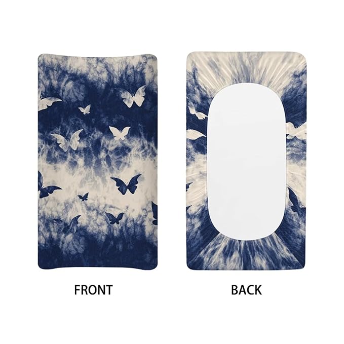 Tie Dye Butterfly Baby Diaper Changing Table Sheets Jersey Knit Breathable Changing Table Pad Cover for Infants Toddles 16 * 32 Inches