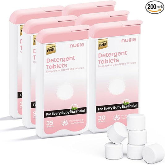 Nuliie 200PCS Detergent Tablets with Sealed Box, Bottle Washer Tablets for Momcozy, Baby Brezza, GROWNSY & Momfann, Removes Milk Residue & Odor, Gentle Formula Safe