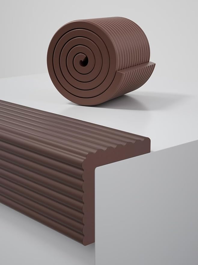 7.9''W Extra-Wide Edge Protector, 6.56FT 0.79''Th Baby Proofing Corner Guards, Safety Furniture Bumper, Pre-Taped, Thick Soft Rubber Foam Padding for Fireplace Table Stair Cabinet (Dark Coffee)