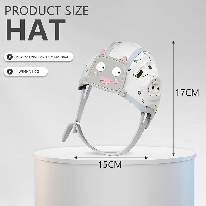 Baby Head Protection Helmet - Ultra-Light, Soft, Adjustable, Suitable for Babies 6-24 Months with Knee Pads & Non-Slip Socks Set