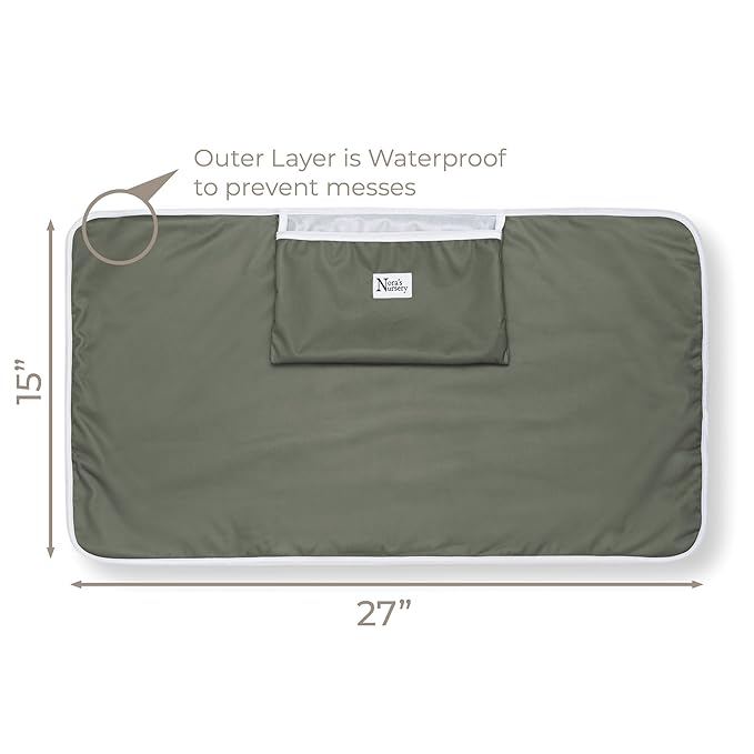 Nora’s Nursery Portable Baby Diaper Changing Pad - Waterproof Foldable Changing Mat for On-the-Go Diaper Changes - Travel Friendly, Easy Clean, Soft & Durable for Infants and Toddlers - Sage