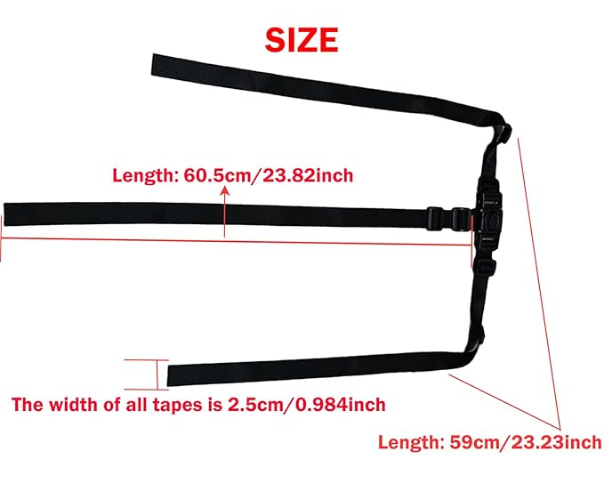 3 Point Seat Chest Harness Strap for Kids, Adjustable Baby Seat Strap, Kids High Chair Straps Replacement for High Chair (Black)