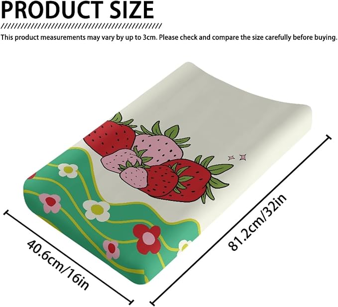 Changing Pad Cover - Strawberry Floral Changing Table Mattress Pad, Baby Changing Pad Cover Set for Baby Boys or Girls