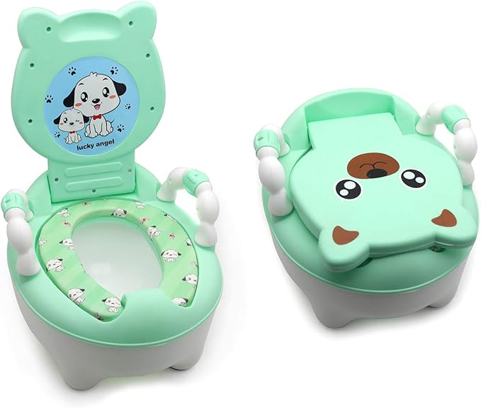 XKMT- Baby Kids Portable Bear Grean Potty Training Seat Toddler Portable Lovely Toilet Seat Stool Chair [P/N: ET-BABY003-GREEN]