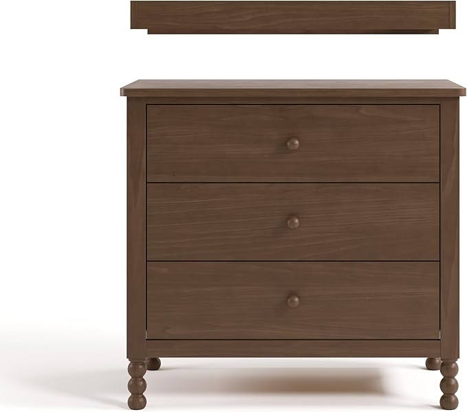Storkcraft Rio 3 Drawer Chest with Changing Topper (Hazelnut) – GREENGUARD Gold Certified, Premium Wood Dresser for Baby & Kids Bedroom, Safety Interlocking Drawers, Pre-Installed Tracks, Kids Chest
