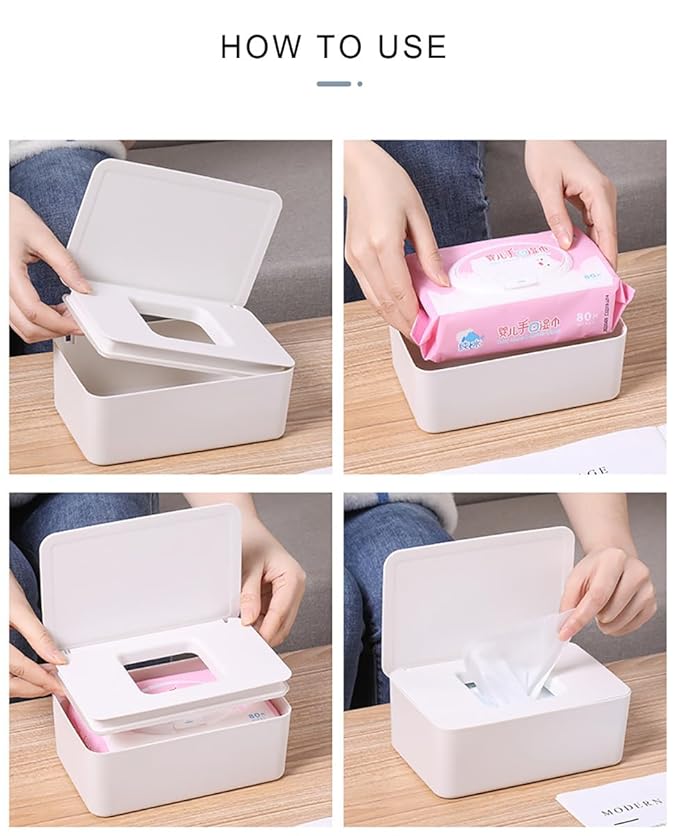 Baby Wipes Dispenser for Bathroom Hello Sweet Cheeks Refillable Flushable Wipes Holder Container with Sealing Design Lid 7.28" L x 4.80" W x 2.75" H (Black)