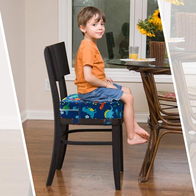 Zicac Portable High Chair Increasing Seat Cushion for Travel Dining Seat Pad for Toddler Kids Baby Infant Washable Thick Chair Seat Pads (Dark Blue)