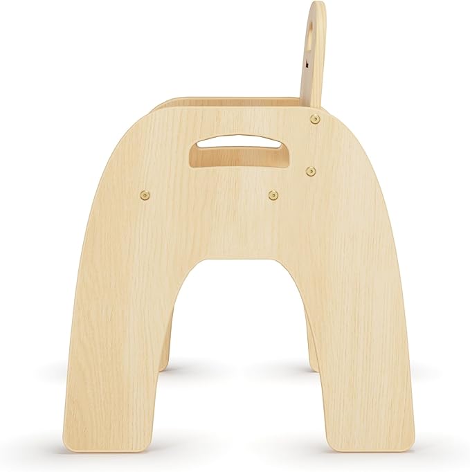 Foundations Simple Sitter 13” Low Wood Feeding Chairs, Wide No-Tip Base, Adjustable Safety Harness, Stackable Wood Toddler Chairs with Wipeable Finish, 2 Pack