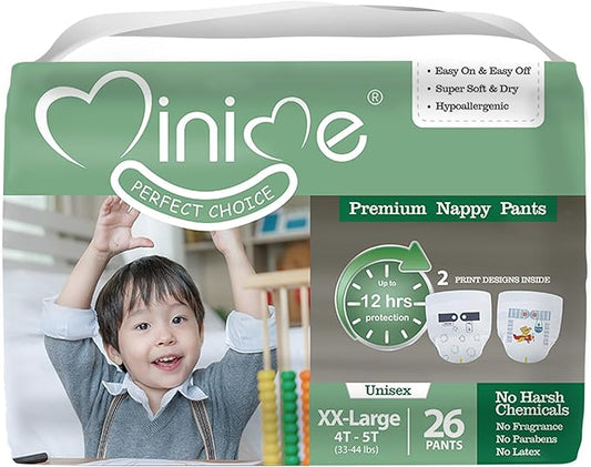 Minime Baby Training Pants - Size 4T-5T (33-44 lbs), 26 Count, Premium Hypoallergenic Training Underwear, Fragrance Free Disposable Baby Diaper Pants