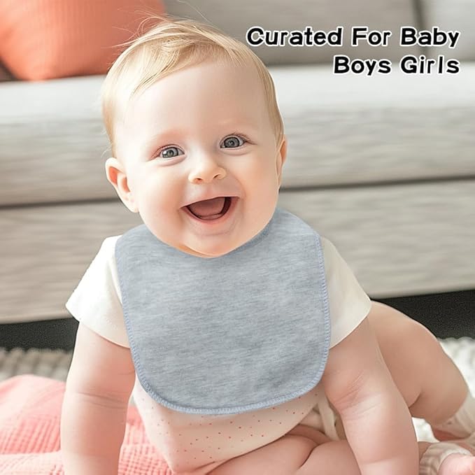 8 Pack Baby Bibs Unisex Adjustable with Snaps Ultra Soft Absorbent Drooling Teething for Boys and Girls