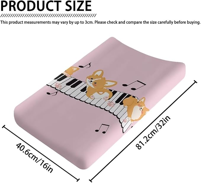 Dog Piano Baby Changing Pad Cover Soft Stretchy Changing Table Cover for Boys Girls Stain Resistant Breathable Nursery Pad Change Cover Easy Installation