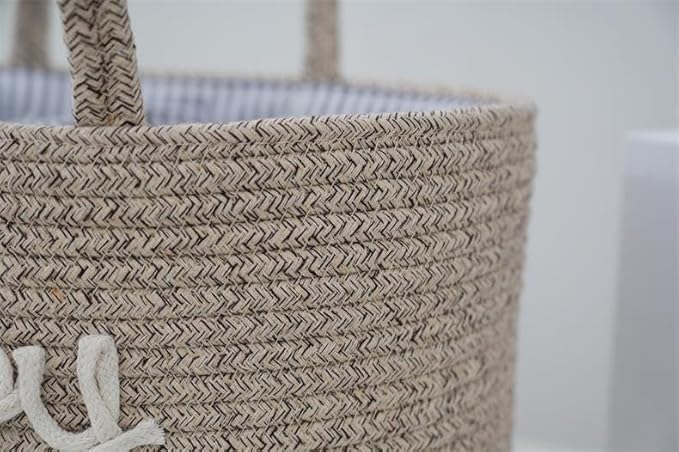 Diaper Caddy Organizer for Changing Table, Cotton Rope Baby Storage Basket for Diaper Wipes, Car Caddy Organizer, Nursery Diaper Organizer With Divider, Portable Diaper Storage -Brown