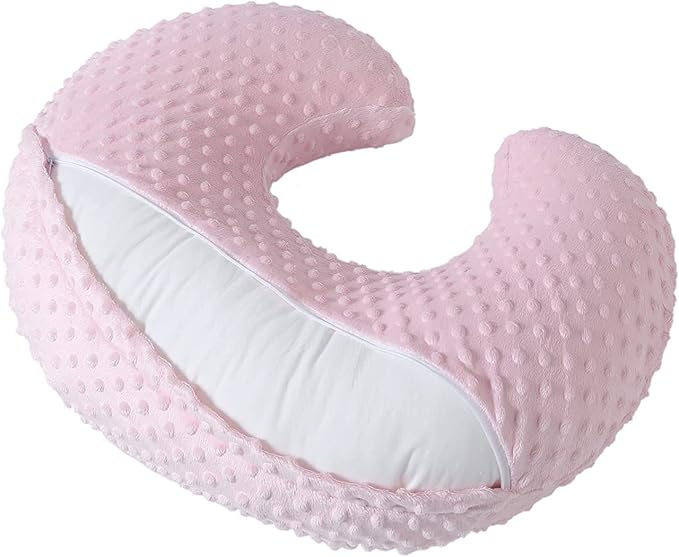 Dots Nursing Pillow Cover, Case Plush Breathable Breastfeeding Pillow Slipcover Fits Nursing Pillow, Super Soft Snug Positioners for Baby Boy Baby Girl (Light Pink)
