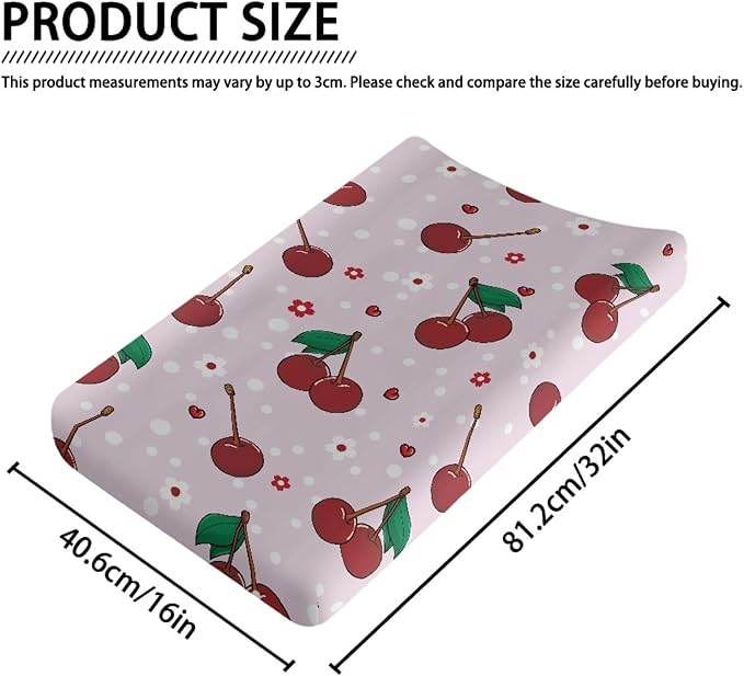 Changing Pad Cover, Cherry with Floral Print Soft Breathable Diaper Changing Table Cover for Baby Boys Girls, Changing Pad Sheets