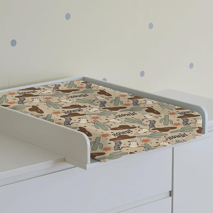 Changing Pad Cover for Baby Girls Boys, 32"/34" x 16" Safe Snug Diaper Change Table Pad Covers, Soft Stretchy Changing Pad Sheets Western Cowboy Howdy Theme Nursery Decor