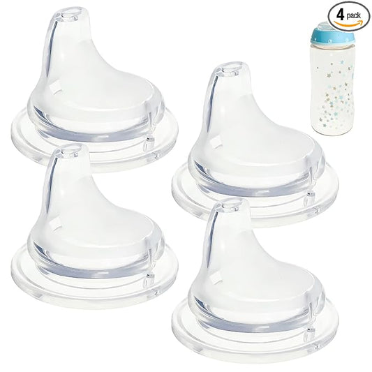 4 Pack Replacement Silicone Spout Compatible with NUK Active and Learner Cups, Clear Silicone Dishwasher Safe No Spill BPA Free Nipple Replacement Spouts