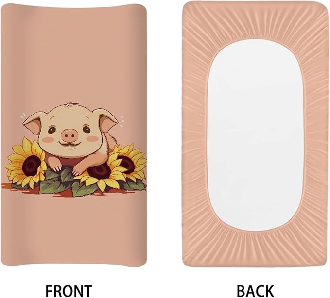 Changing Pad Covers, Sunflower Pig Soft Polyester Diaper Change Table Sheets for Baby Boys and Girls