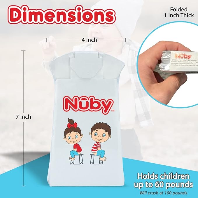 Nuby Disposable Travel Potty with Liner - Foldable and Portable Potty; Toddler Potty Essential for Camp, Trips, & Car Rides - Travel Potty for Toddler, 2 Pack