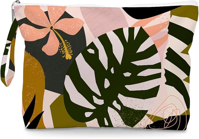 Fokongna Palm leaves Wet Bag Travel Wet Dry Bag Beach Bag Diaper Bag Wet Bag For Swimsuit Travel Makeup Bag Toiletry Bag