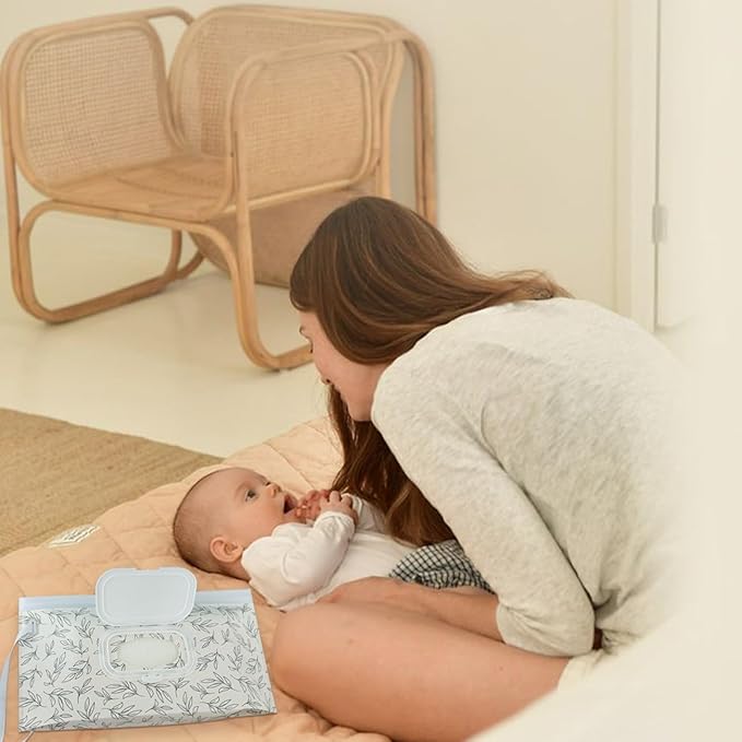 cephira Baby wipes dispenser，portable baby wipes holder for outdoor, Refillable baby wipes container, on the go wet wipe pouch for travel, resuable wipes dispenser for hiking (sage)