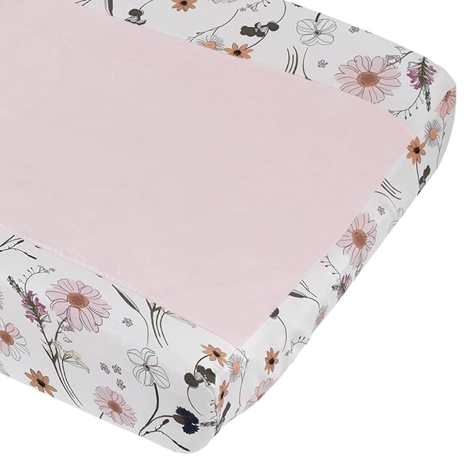 NoJo Keep Blooming Super Soft Plush Baby Changing Pad Cover – Standard Size, Floral Design, Machine Washable