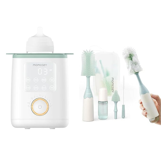 Momcozy Nutri Bottle Warmer & Momcozy Bottle Brush Kit Green