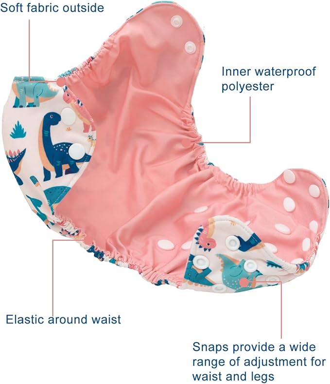 babygoal Baby Cloth Cover for Prefolds,Flats or Fitted Diapers– Adjustable, Reusable, Waterproof Swim Diaper Cover