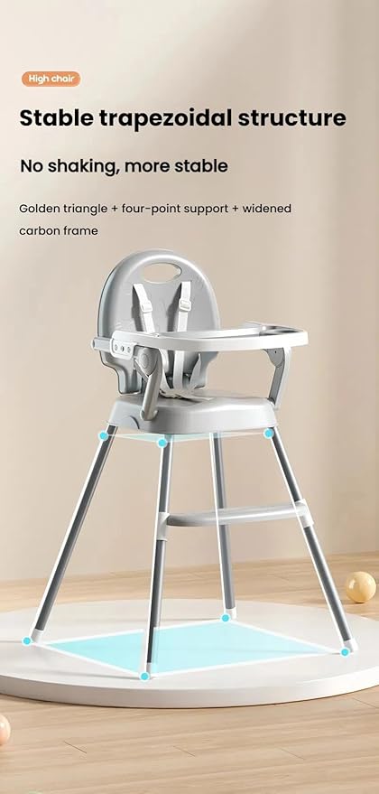 PU Leather Baby High Chair, High Chairs for Babies and Toddlers with Detachable Tray, Small Size Baby Eating Chair (X8123 Grey)