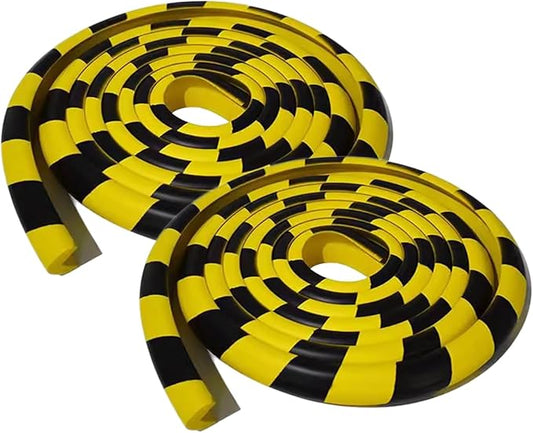 Wall Edge Corner Guards, 196.9in/5m Yellow Black Safety Bumpers, Self-Adhesive Foam Protector Padding, Warehouse Racks, Shelves, Garage & Equipment Protection (2, Yellow+Black, 196.9in/5m)