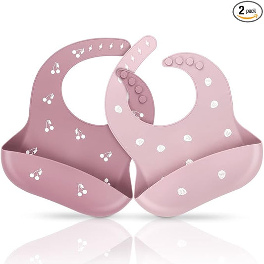ME.FAN Silicone Baby Bibs for Babies & Toddlers | Adjustable Silicone Bibs Set of 2