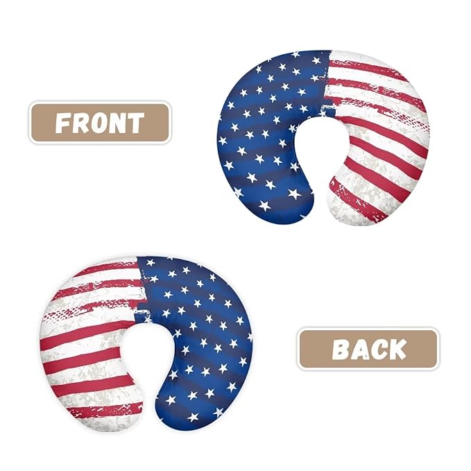 American Flag Baby Nursing Pillow Cover Soft Neutral Breastfeeding Pillow Slipcover for Bottle Feeding, Decorative Custom Gifts for Toddler Infant