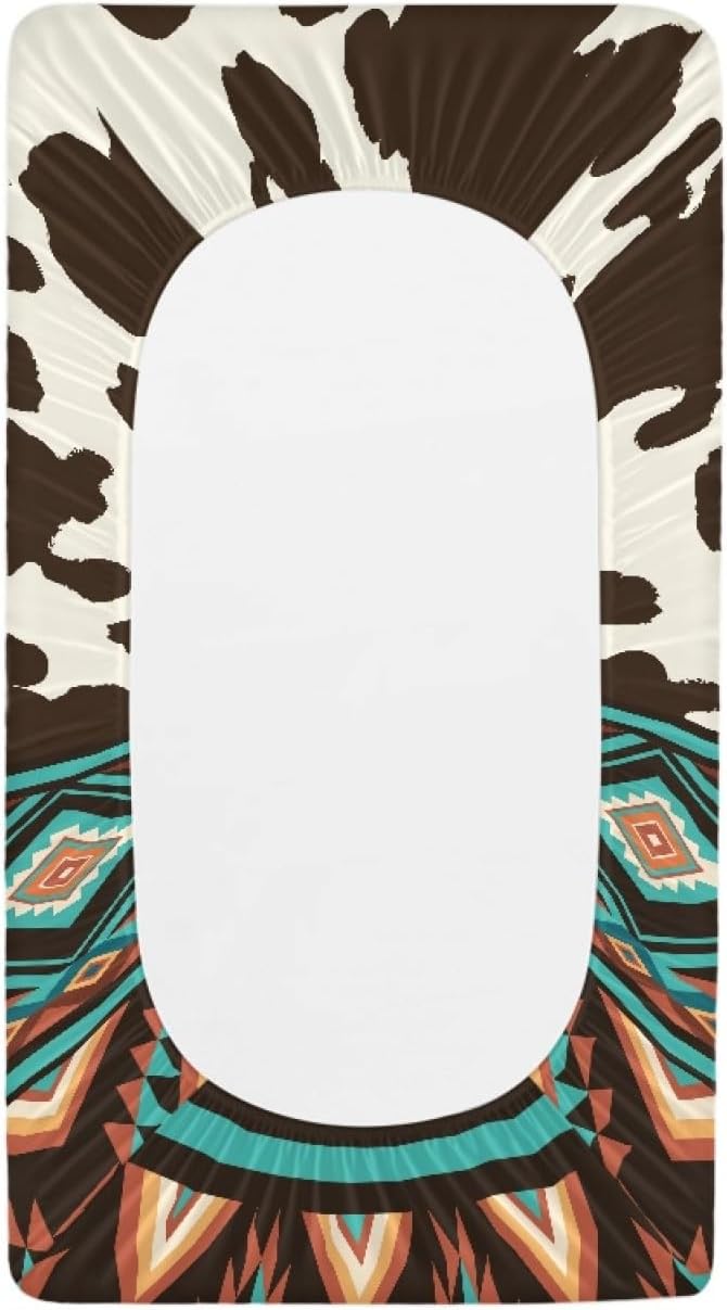Changing Pad Cover Set, Ethnic Cow Print Breathable and Comfortable Changing Pad Cover for Boys and Girls