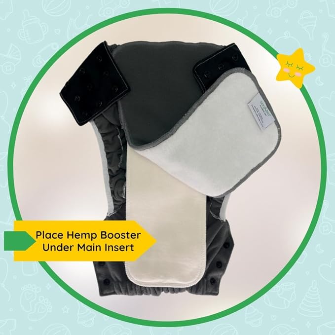 EcoAble 4-Layer Hemp Diaper Inserts – Overnight Boosters for Heavy Wetters – Reusable Absorbency Doublers – Fits Pocket, Cotton Prefold & Cover – Washable Natural Fiber Liners (Pack of 5)