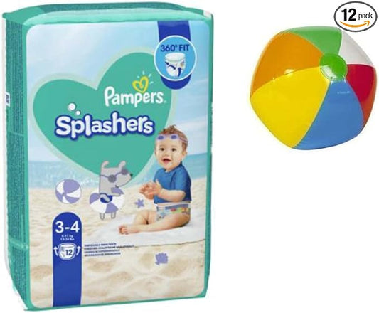 Small - Splashers Swim Diapers Disposable Swim Pants, (13-24 lb), 12 Count + Inflatable Pool Ball (5 inch)… B09BDCDT7Z