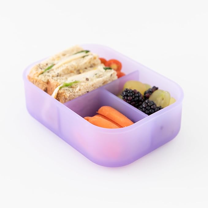 Bumkins Snack Bags and Snack/Lunch Bento Box 3 Compartment Container, Coastal and Purple