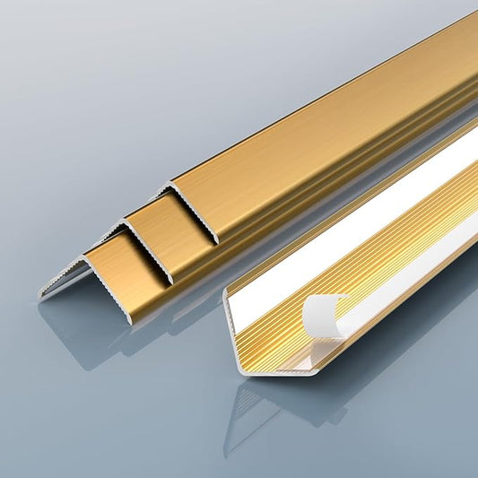 Golden Wall Corner Protector, 4Pcs, Length 35.4in, Width 0.79in - Self Adhesive Metal Corner Protector for Aluminum Trim molding, Cabinet Edge Guard, Easy to Install