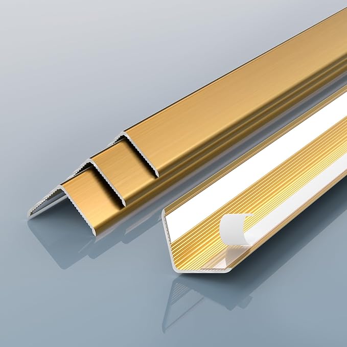 Golden Wall Corner Protector, 4Pcs, Length 35.4in, Width 0.4in - Self Adhesive Metal Corner Protector for Aluminum Trim molding, Cabinet Edge Guard, Easy to Install
