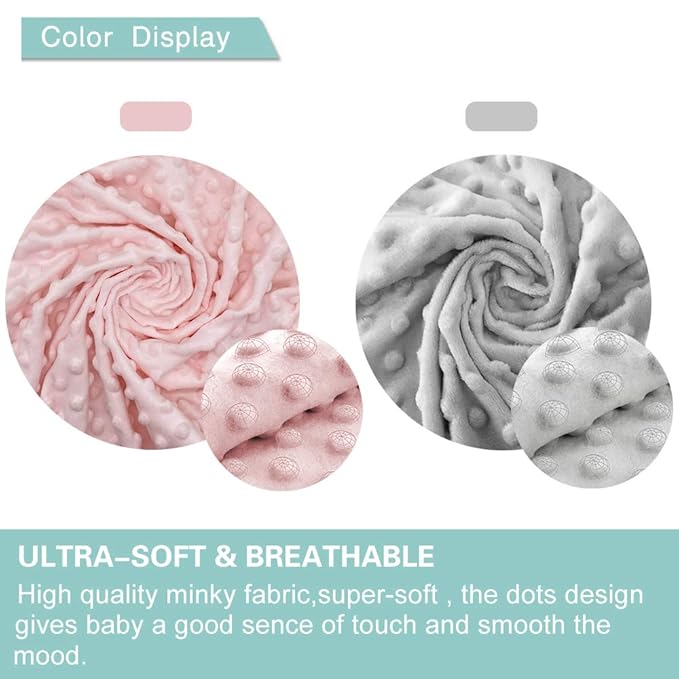OWLOWLA 2Pack Nursing Pillow Cover Grey&Pink Nursing Pillow Covers Set Breastfeeding Pillow Slipcover Fits Naked Nursing Pillow for Baby Boy Girl(Silver Gray/Blush)