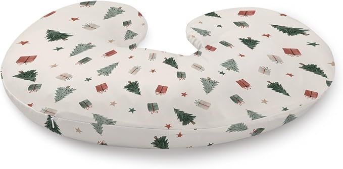 Christmas Trees Winter Holiday Stars Pattern Nursing Pillow Cover, Unisex Removable Breastfeeding Pillowcase Slipcover for Baby Girls Boys Newborns Toddlers, Cover Only