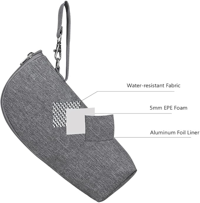 Kisangel Insulated Baby Bottle Bag Thermal Pouch Portable Milk Bottle Cooler with Handle and Zipper for Travel and Outdoor Use 8.66X3.14X2.75In