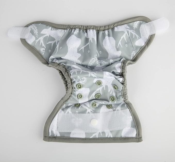 Newborn Baby Cloth Diaper Cover Nappy Hook and Loop (Grey Deer)